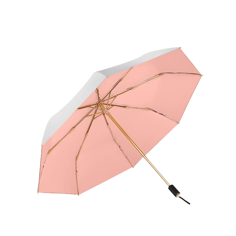 HELLO KOMA 钛银防晒伞（七色） 双层防晒 三折 98cm*59cm 粉色（单位：把）