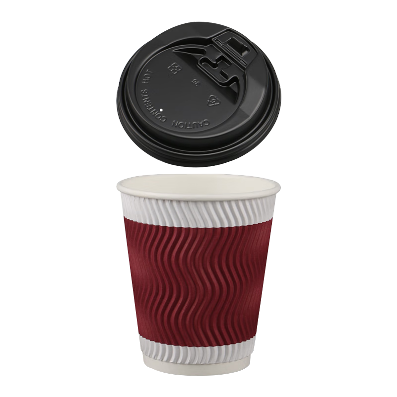 奥美优（AOmeiyou） 一次性瓦楞纸杯 AMY3316 350ml*30套 红色（单位：套）