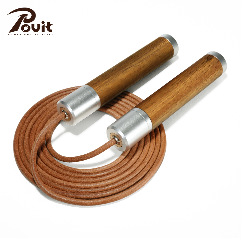 普为特（POVIT） 黑檀木木柄跳绳成人健身减肥男士体能锻炼牛皮绳 P-273 272g 褐色（单位：条）