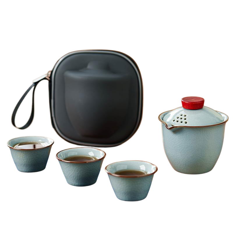 文喜 旅行茶具 汝窑 1壶3杯1便携包 天青色（单位：套）