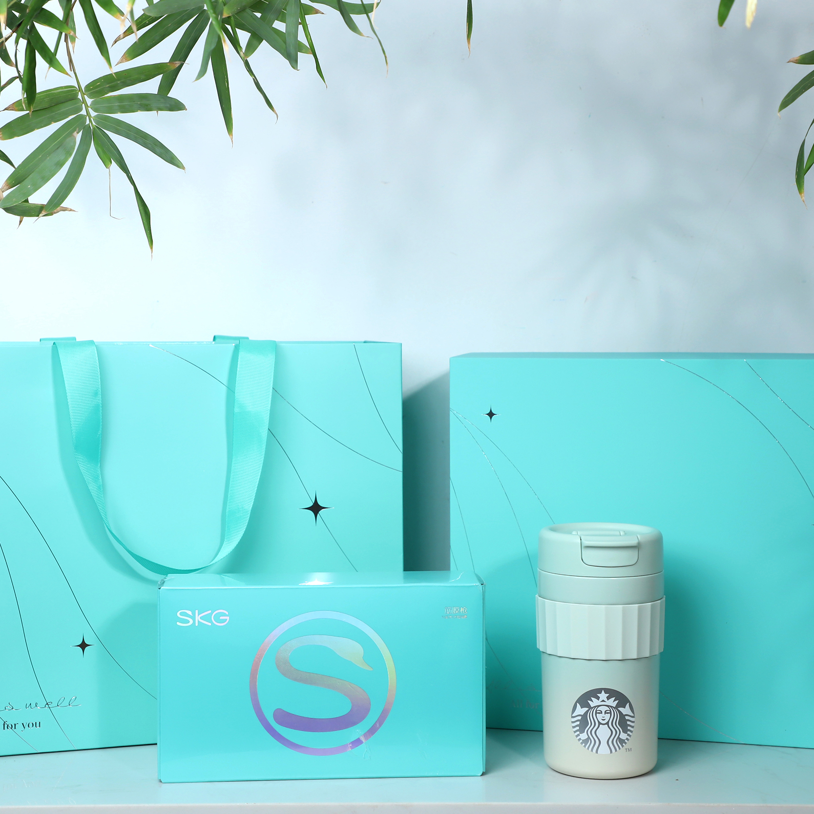 SKG 颈椎按摩仪+星巴克渐变绿咖啡杯  套装 两件 混色（单位：套）