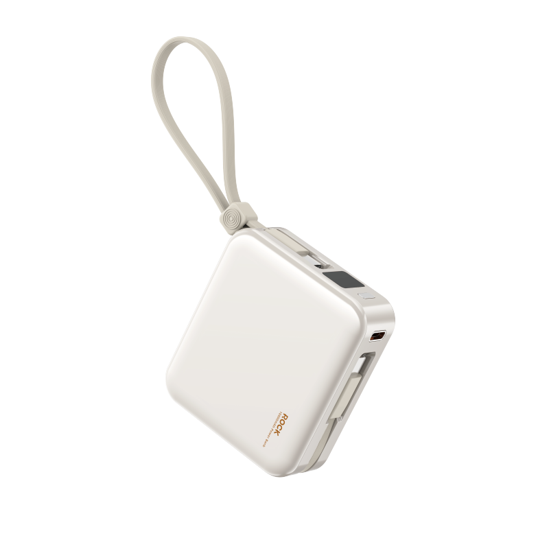 ROCK P73 自带双线PD 22.5W快充移动电源 Q1068 10000mAh  米白色（单位：个）