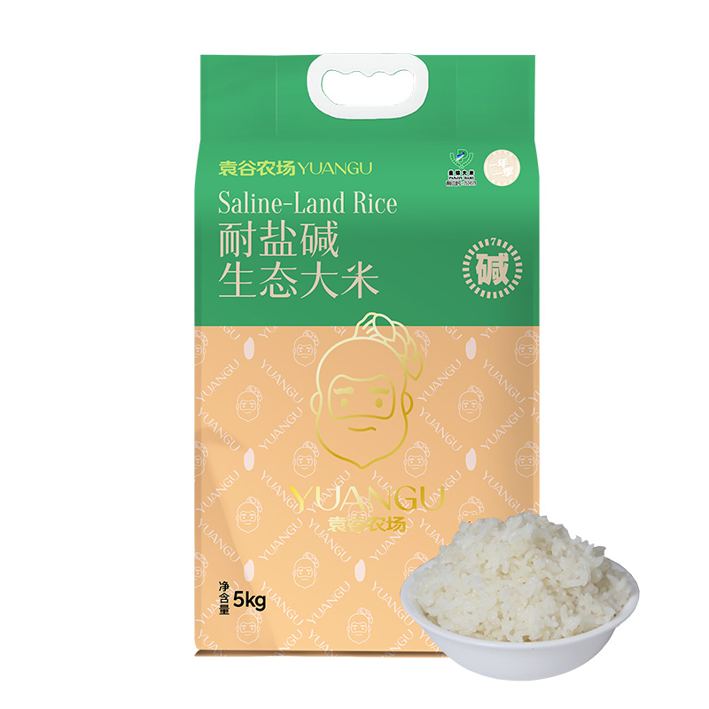 袁谷 耐盐碱生态大米 碱地蟹田种植 真空包装5kg*1 松石绿（单位：袋）