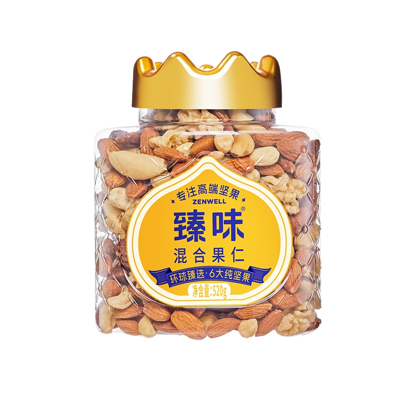臻味 扁桃仁杏仁腰果坚果炒货 混合果仁 520g*1罐 混色（单位：罐）