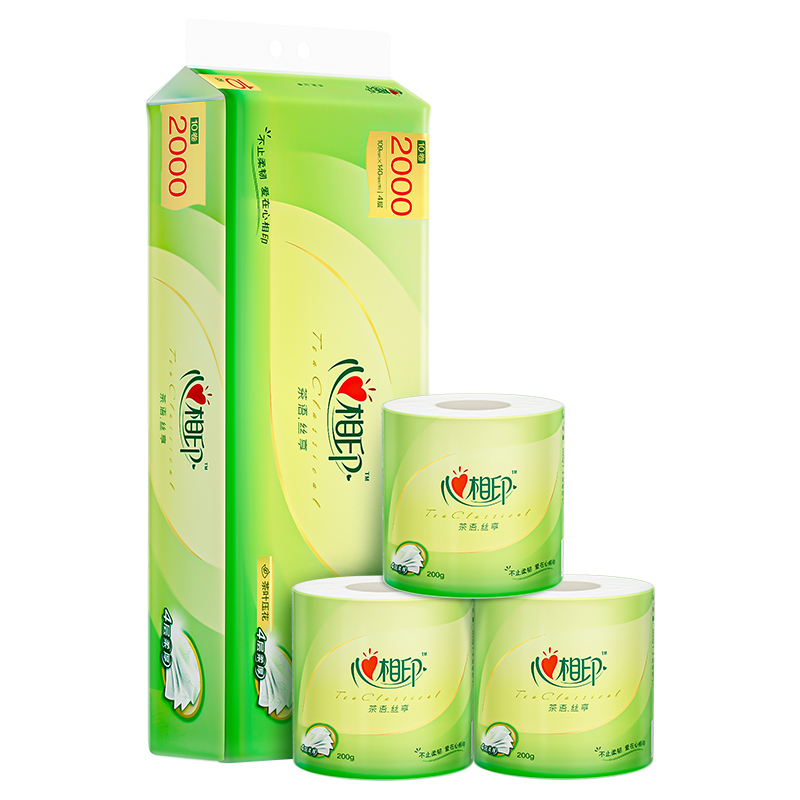 心相印 茶语丝享茶叶压花卷筒卫生纸 BT2610 200克/粒*10粒 白色（单位：提）