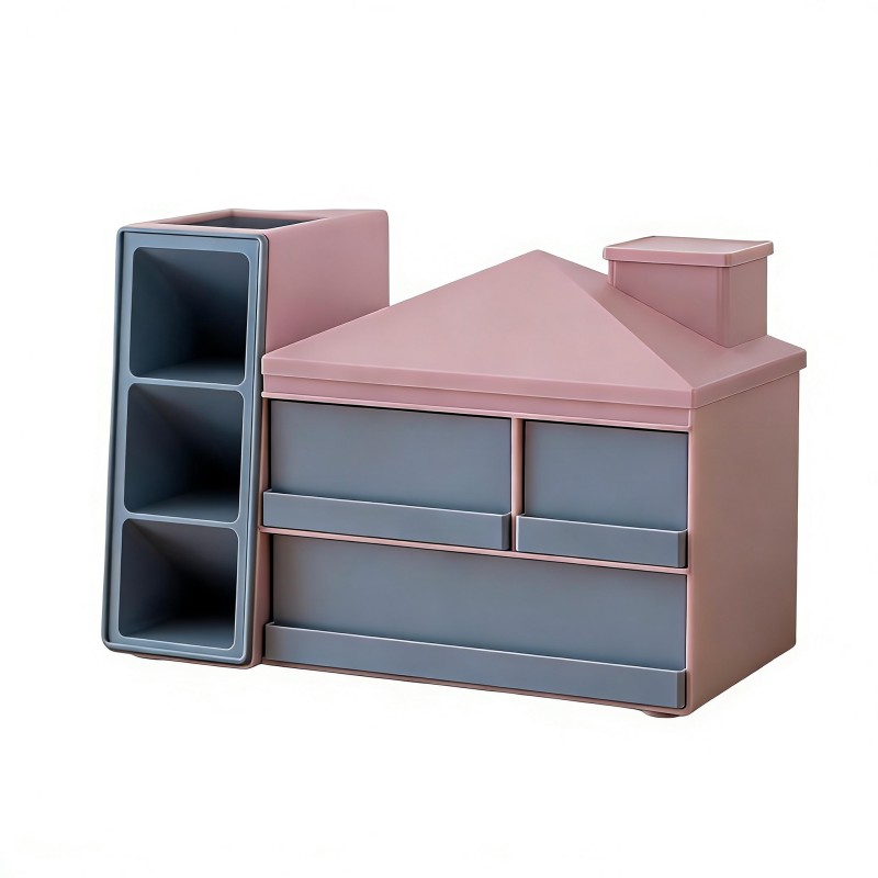 童益星 小房子笔筒收纳盒 SD-9199粉屋 23.4*11.7*16.1cm 粉色（单位：个）