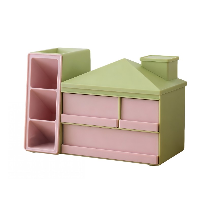 童益星 小房子笔筒收纳盒 SD-9199绿屋 23.4*11.7*16.1cm 绿色（单位：个）