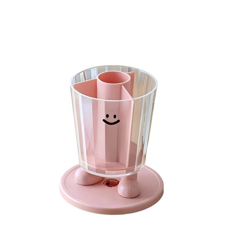 童益星 趣味旋转笔筒 透明款 11.5*13.5*9.5cm 粉色（单位：个）