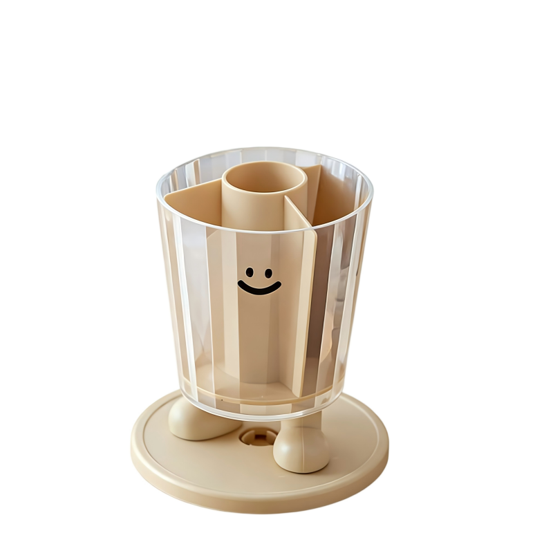 童益星 趣味旋转笔筒 透明款 11.5*13.5*9.5cm 卡其色（单位：个）