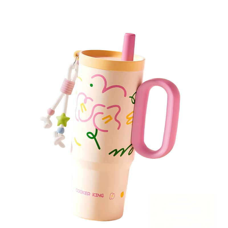 炊大皇 316不锈钢冰霸杯保温杯大容量女生高颜值水杯  MS72B3橙柚泡泡 720ml 混色（单位：个）