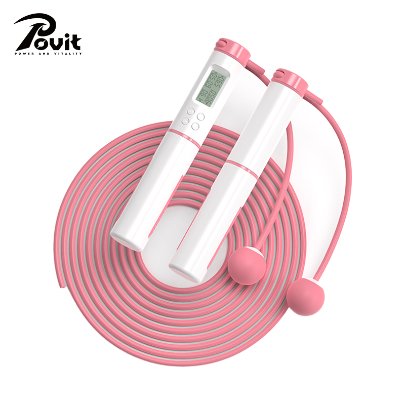 普为特（POVIT） 电子计数跳绳健身减肥运动专用成人无绳款钢丝绳 P-210 180g 粉色（单位：条）