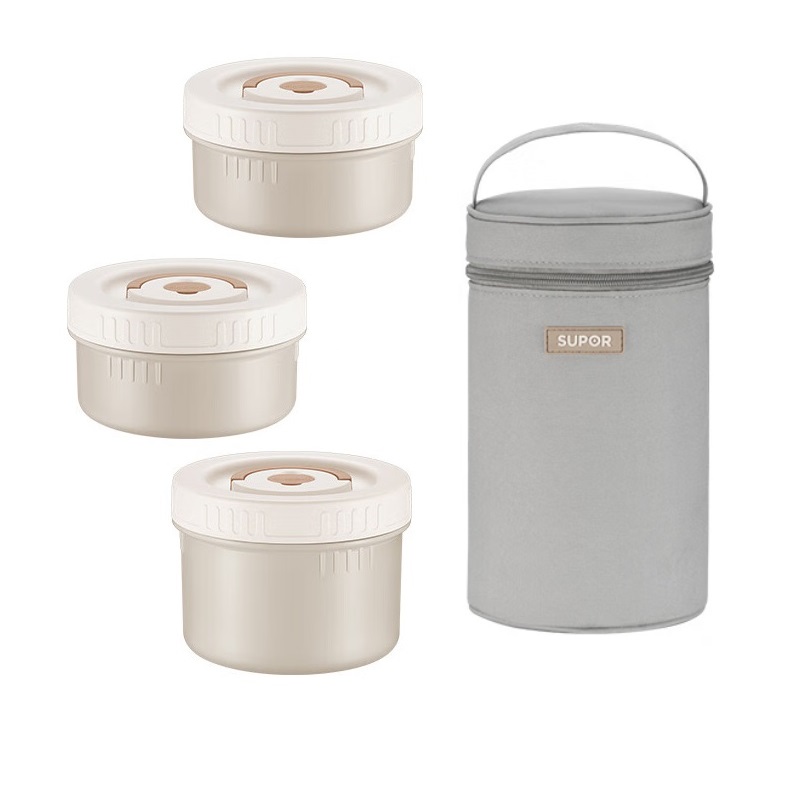 苏泊尔（SUPOR） 陶瓷便当饭盒三件套 TK23105E 1910ML 藜麦咖（单位：套）