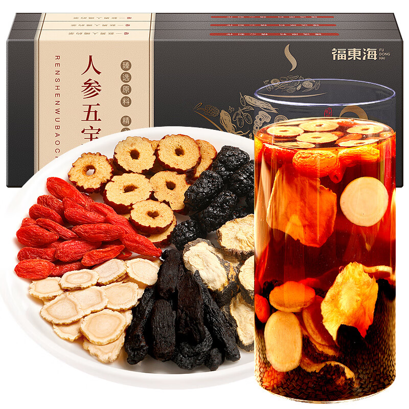 福东海（fudonghai） 人参五宝茶 FDH02010133 210克*3  深灰色（单位：盒）