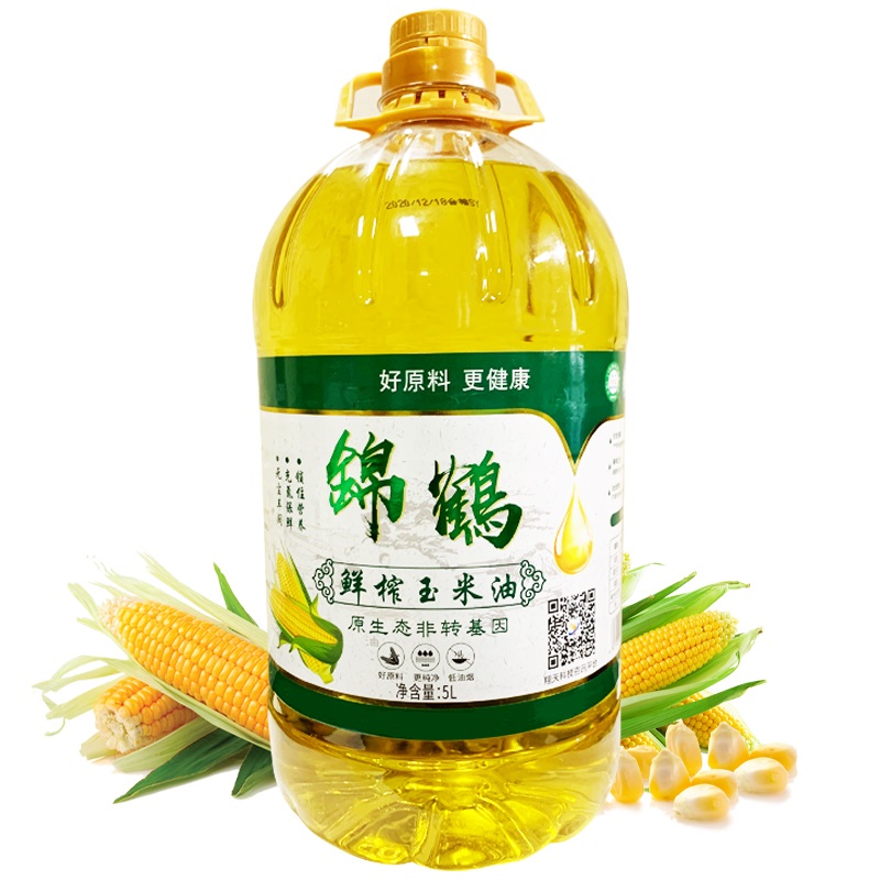锦鹤 东北非转基因鲜榨玉米胚芽油 家庭装 5L 白加绿（单位：桶）