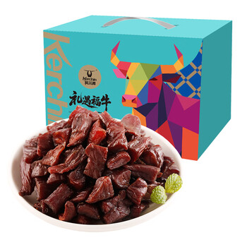 科尔沁 风干牛肉 礼遇福牛礼盒 408g 水蓝色（单位：盒）