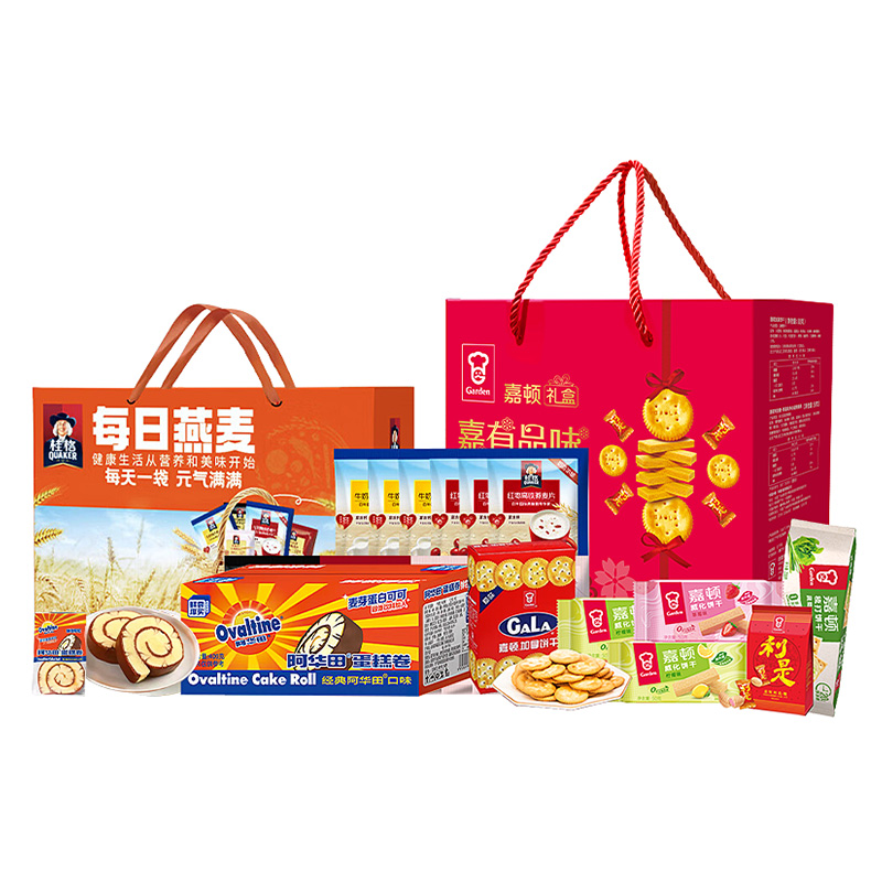 阿华田（Ovaltine） /桂格/嘉顿-饼干麦片蛋糕卷 福至光华组合 1369g 红色（单位：套）