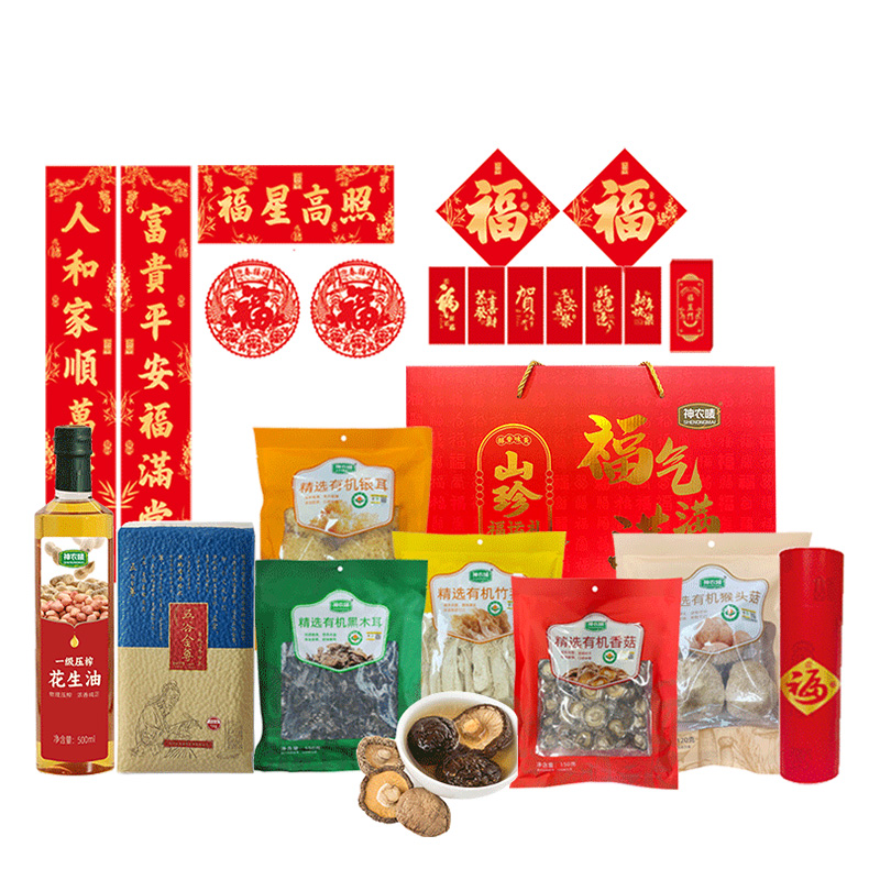 神农唛 新春粮油干货 心意福浓大礼包 1555g+500ML 红色（单位：套）