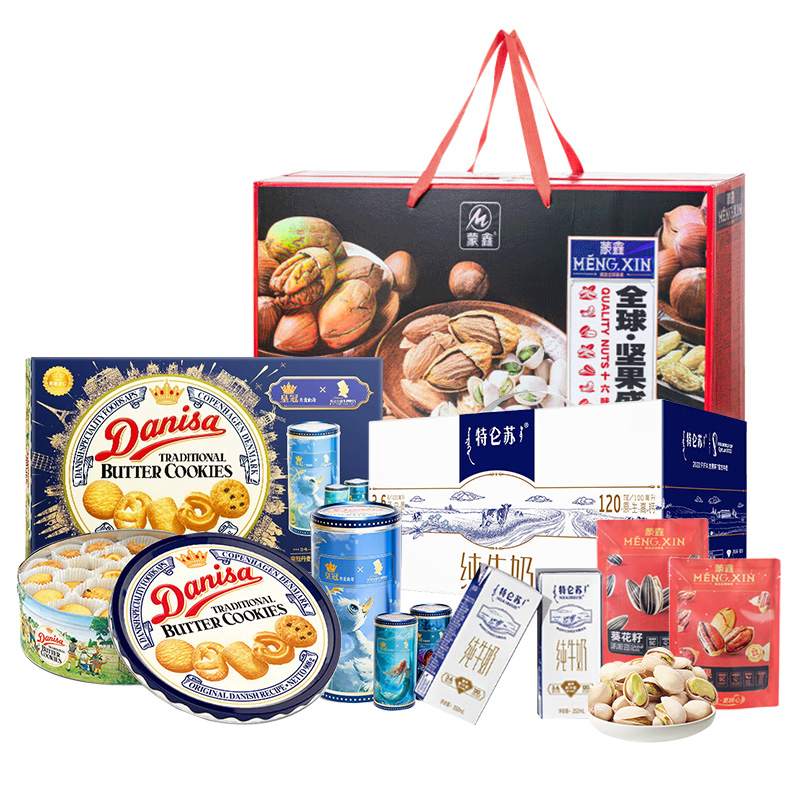 皇冠（danisa） /特仑苏/蒙鑫-曲奇牛奶坚果 心意福味组合 2454g+6L 红色（单位：套）