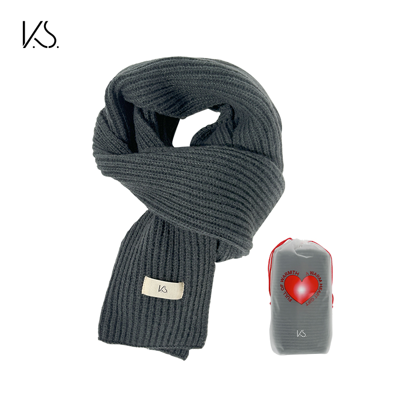 K.S. 暖绒绒针织围巾 KS-881 25*160cm  浅灰色（单位：条）