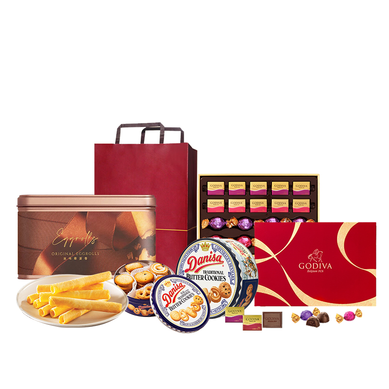 美心（Meixin） /歌帝梵/皇冠-蛋卷曲奇巧克力 心意选品组合 793g 红色（单位：套）