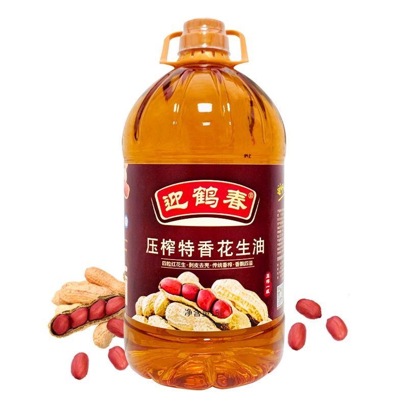 迎鹤春 东北压榨特香一级花生油 家庭装 5L 深棕色（单位：桶）