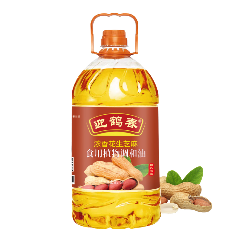迎鹤春 浓香花生芝麻食用植物调和油 家庭装 5L 浅棕色（单位：桶）
