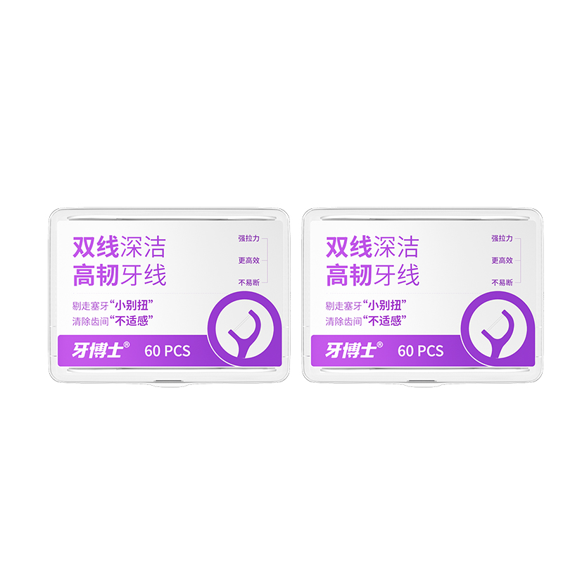 牙博士 牙线棒 双线深洁 60支装*2盒 白色（单位：组）