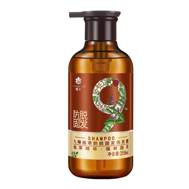 蜂花（BEE&FLOWER） 洗发水 九樽植萃防脱固发 358mL 褐色（单位：瓶）