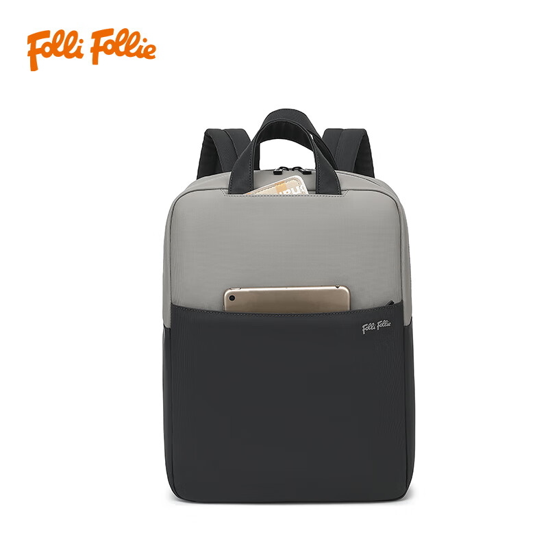 Folli Follie 商务简约修身双肩包 FF-D001A 25*11*35cm 浅灰色（单位：个）