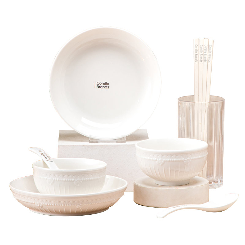 Corelle Brands 康宁贝尼尼大师系列陶瓷餐具8头 CB-TC007-TG/KZ 浮雕风格 8 白色（单位：套）