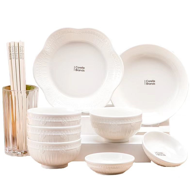 Corelle Brands 康宁尼尼大师系列陶瓷餐具12头 CB-TC008-TG/KZ 浮雕风格 12 白色（单位：套）