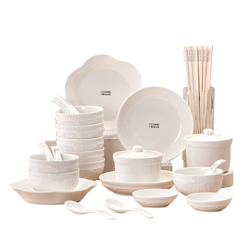 Corelle Brands 康宁贝尼尼大师系列陶瓷餐具32头 CB-TC011-TG/KZ 浮雕风格 32 白色（单位：套）