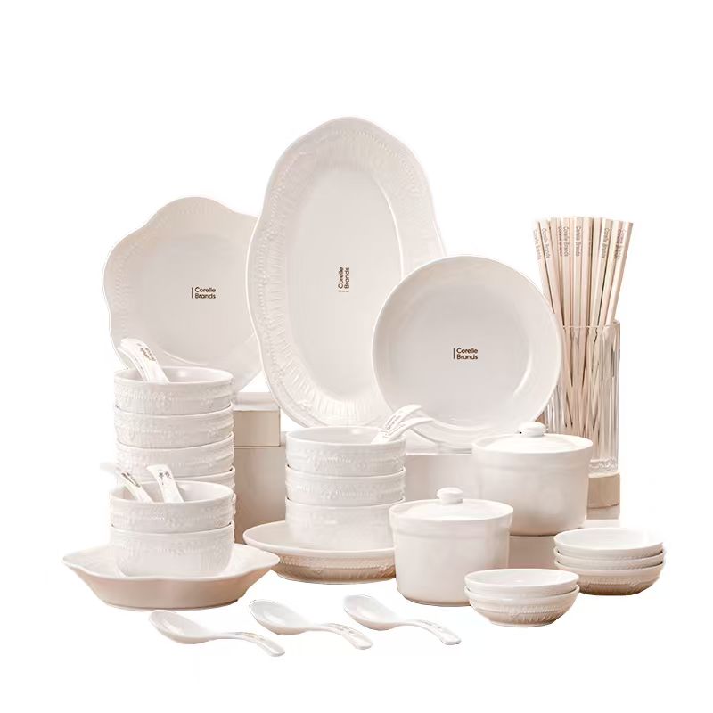 Corelle Brands 康宁贝尼尼大师系列陶瓷餐具42头 CB-TC023-TG/KZ 浮雕风格 42 白色（单位：套）