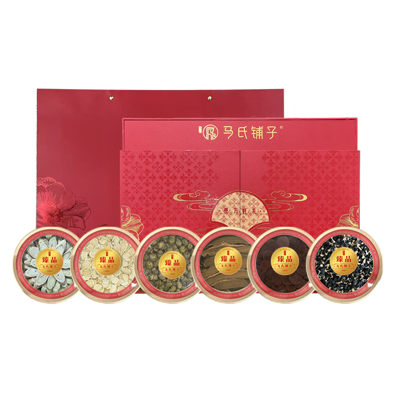 宝堂马氏铺子 马到成功典藏版-乾坤元气礼盒   洋参、黄芪、黑枸杞、铁皮石斛、鹿茸片、灵芝条 210克 红色（单位：盒）