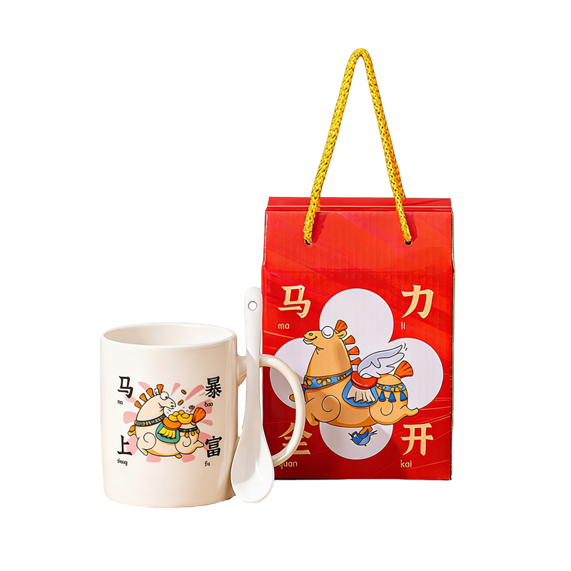 贝瑟斯 马上暴富陶瓷杯勺 BSC-7719 二件套 混色（单位：套）