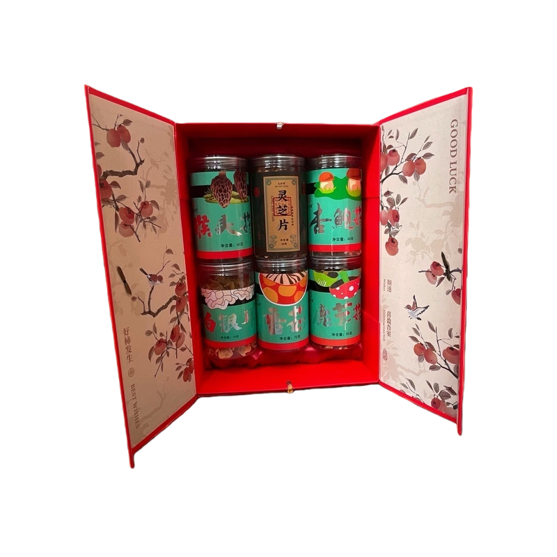 九珍堂 开门见喜  山珍六六大顺新春限定礼盒 菌菇礼盒 325g 红色（单位：盒）