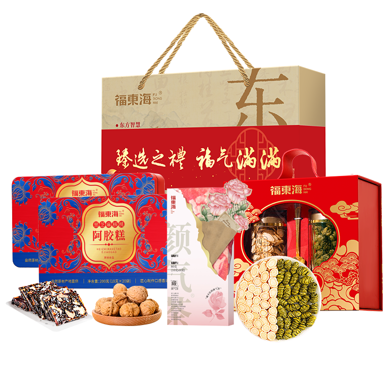福东海（fudonghai） 福气满满礼盒 西洋参石斛阿胶 560克 红色（单位：组）