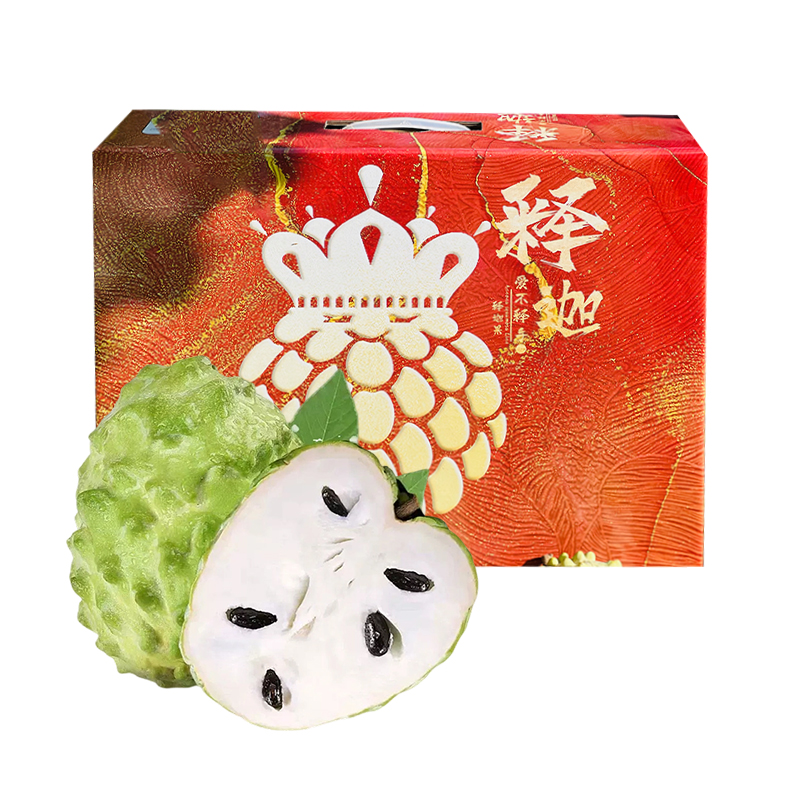 食欲跳动 鲜甜软糯风味独特 四川正宗牛奶凤梨释迦果 6枚大果礼盒装（单果约250-350g ）  绿色（单位：盒）