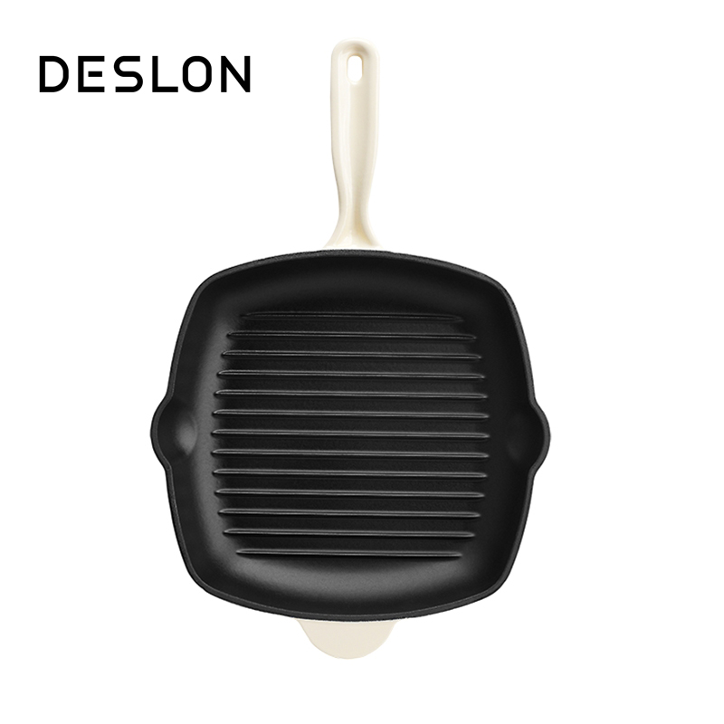 德世朗（DESLON） 煎锅 珐琅悬氧 28cm 米白色（单位：个）