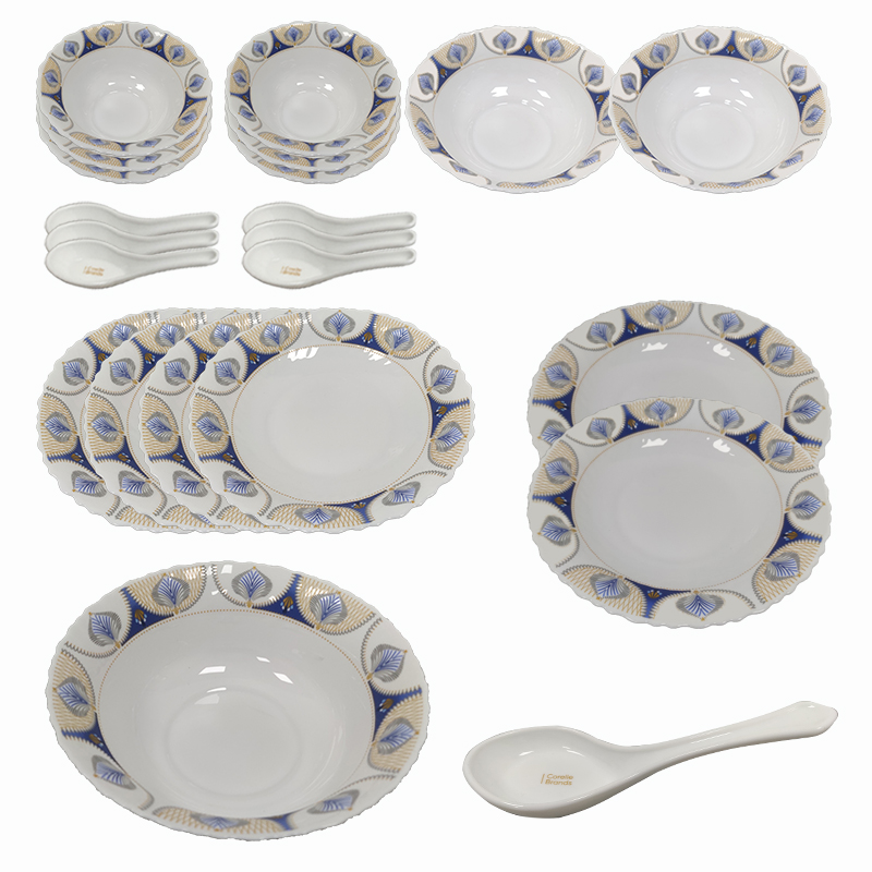 Corelle Brands 康宁乔芙兰白玉玻璃餐具套装 CB-QFL22-PMX/KZ 22件套 白色（单位：套）