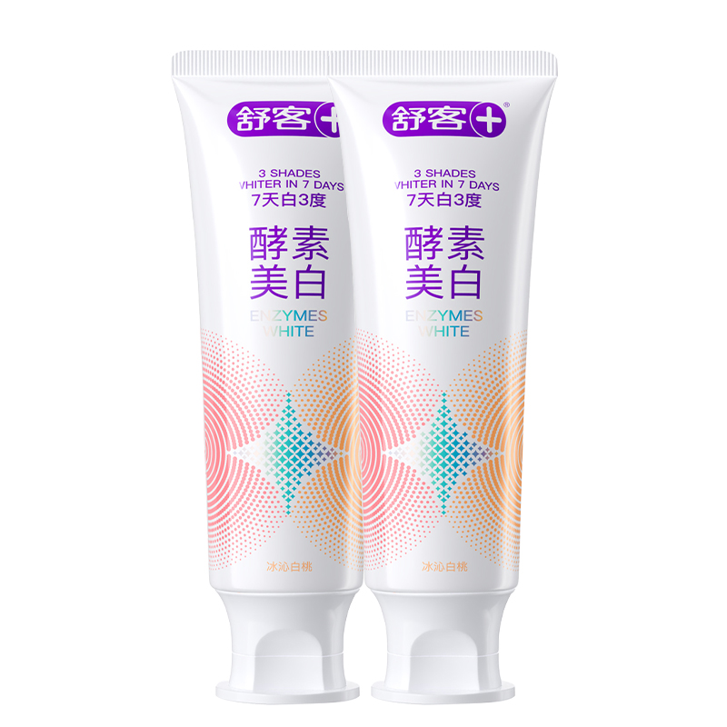 舒客 专研美白酵素牙膏 冰沁白桃 120g*2 混色（单位：组）