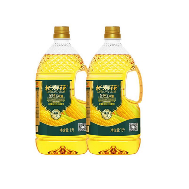 长寿花 物理压榨食用油植物油 金胚玉米油 1L*2瓶 混色（单位：组）
