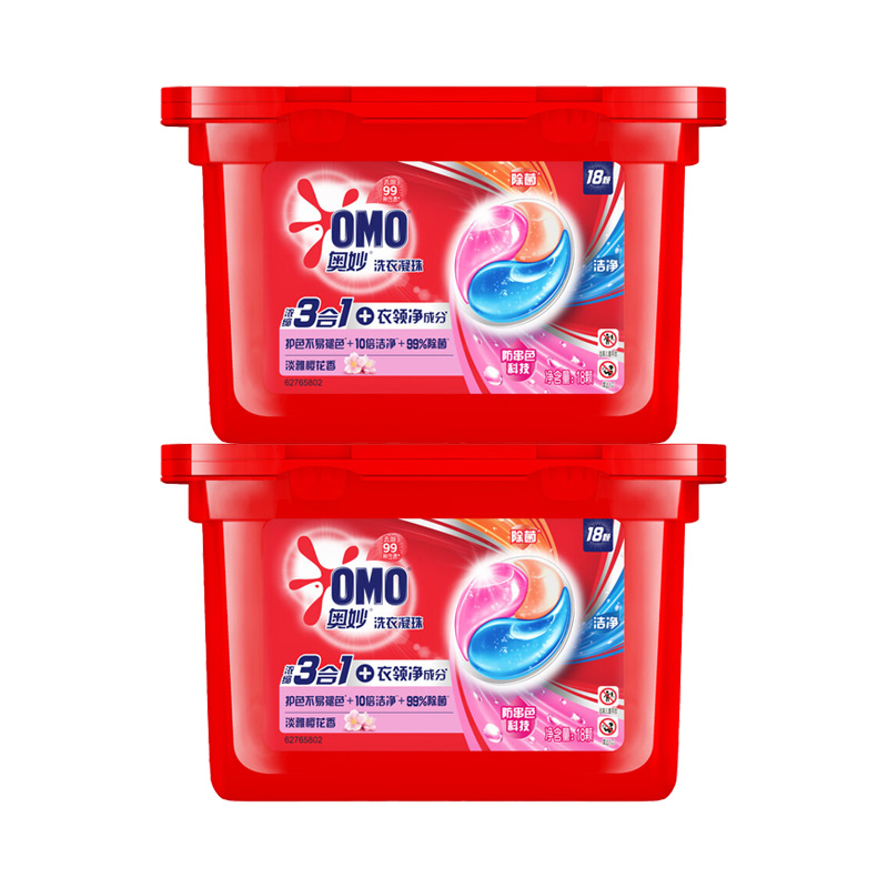 奥妙（OMO） 三合一新老随机 洗衣凝珠 189g*2盒 樱花（单位：组）