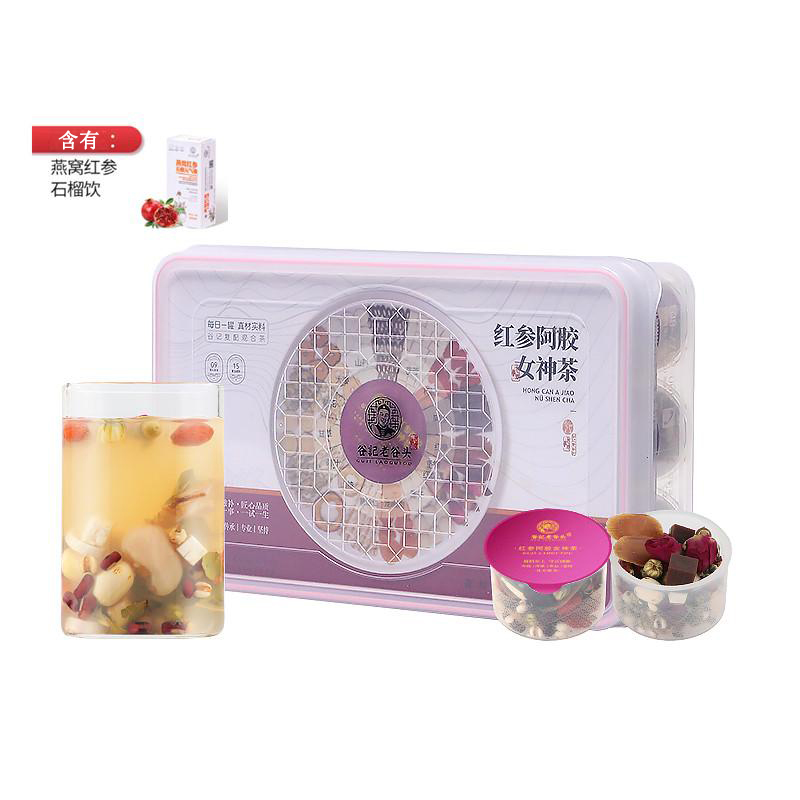 谷记老谷头 方盒红参阿胶女神茶 含有石榴饮 570g 红色（单位：盒）