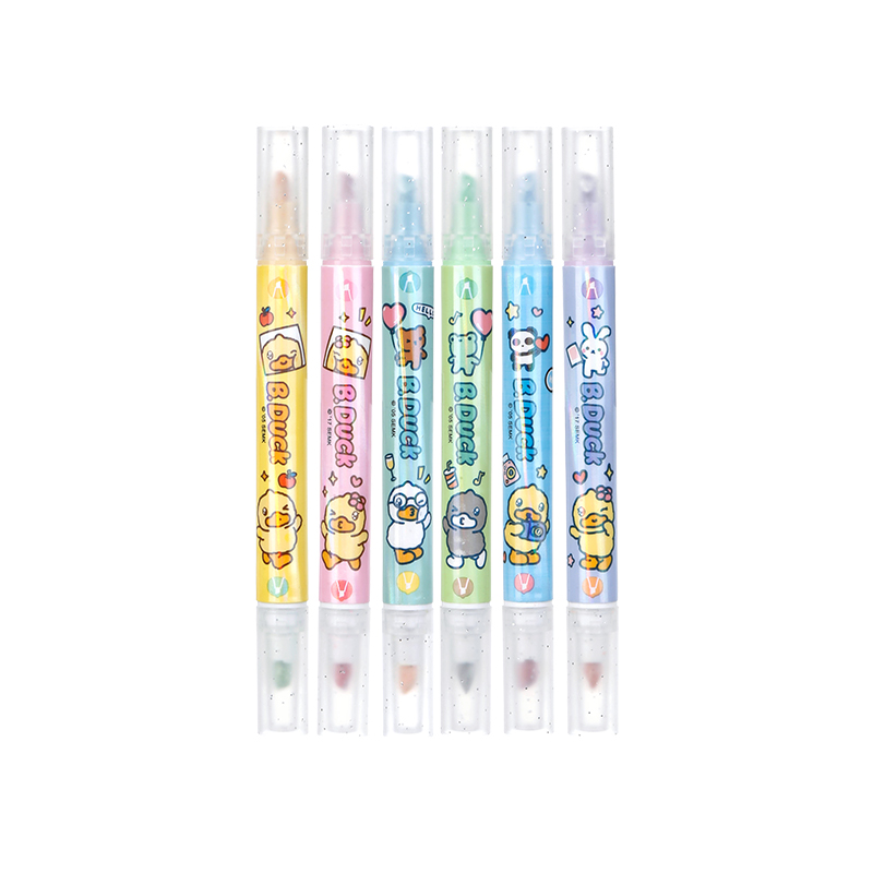 齐心（COMIX） 小黄鸭双头双色闪光笔斧型笔头 BDGH0155 6支 混色（单位：盒）