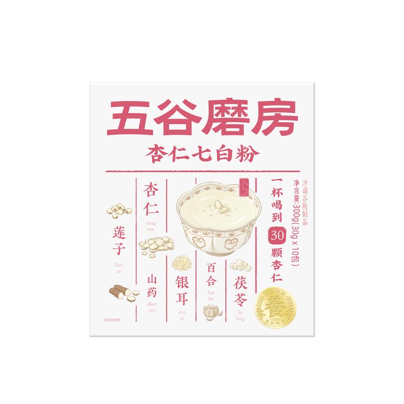 五谷磨房 即食营养早餐代餐 杏仁七白粉 300g 本白色（单位：盒）