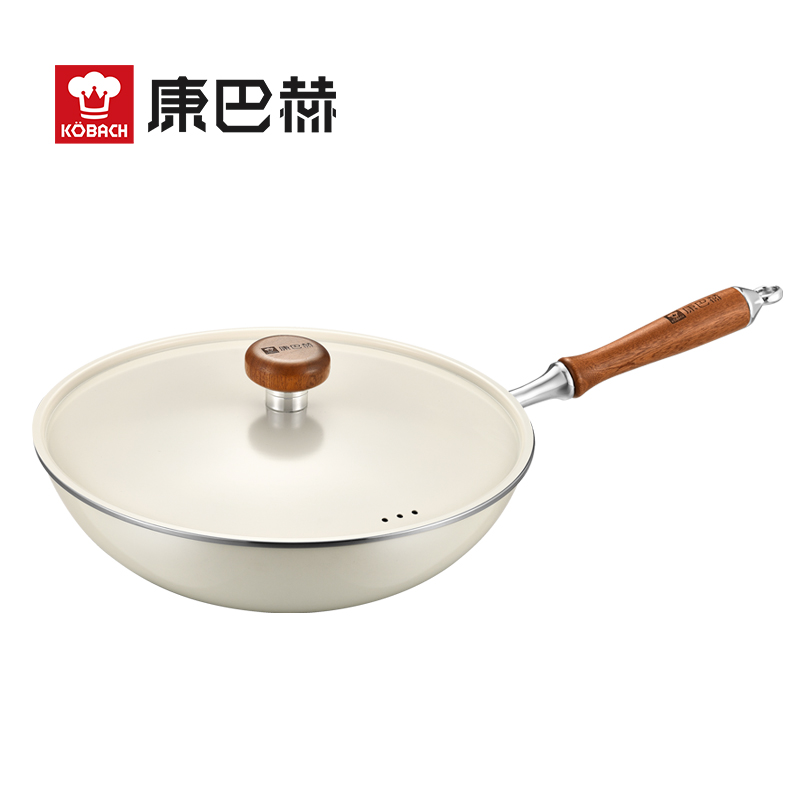 康巴赫 有钛无涂层珐琅不粘炒锅 LPB-C32FL 32cm  白色（单位：个）