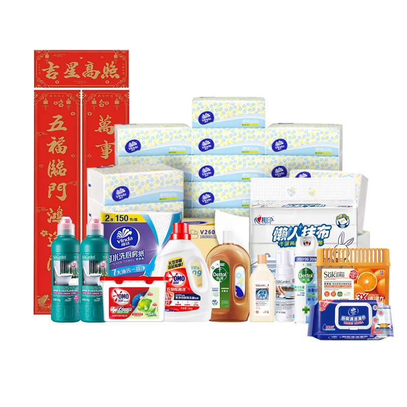 维达 /奥妙/滴露/蔬果园 纸巾净衣家清清洁 组合 29包+2卷+50颗+3460g+604ml（含春节福袋） 混色（单位：组）