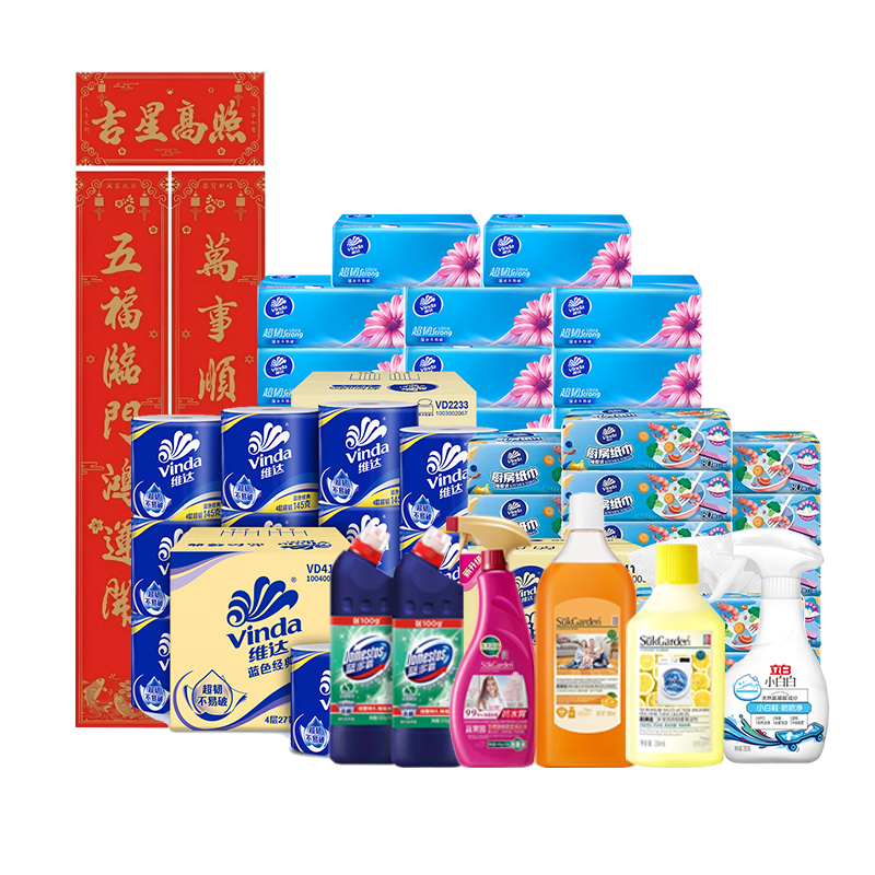 维达 立白/蓝多霸/蔬果园 纸巾家清清洁 组合 27卷+32包+750ml+2080g 混色（单位：组）