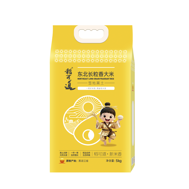 稻可道 东北长粒香大米 雪地黑土 5kg 黄色（单位：袋）